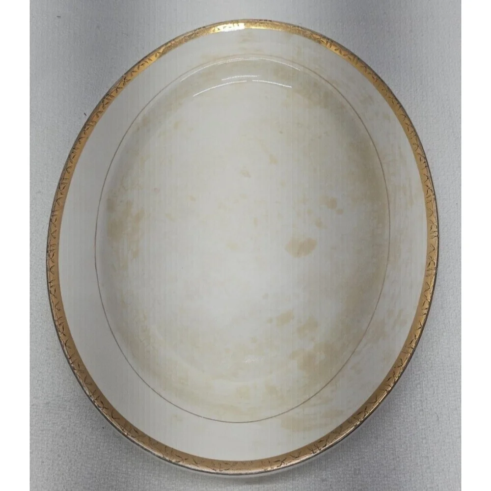 Vintage 22K Gold Rare Oval Serving Dish The Etched Design Sebring Pottery USA - Picture 7 of 16
